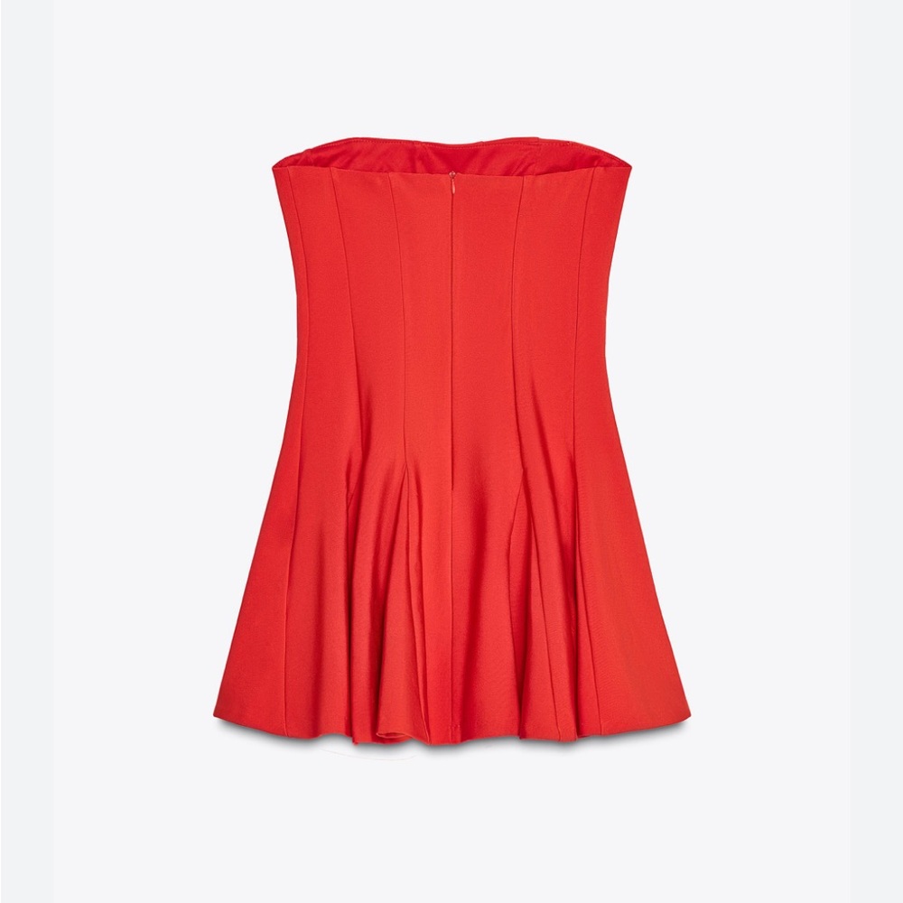 Zara Strapless Red Dress - Picture 2 of 3